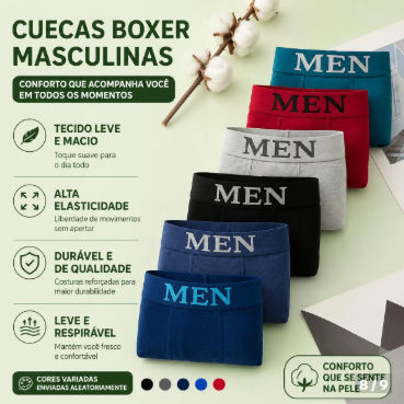 Kit 6 Cuecas Boxer Microfibra